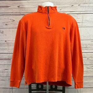 Chaps Orange Zip Up Sweater with Mock Neck
